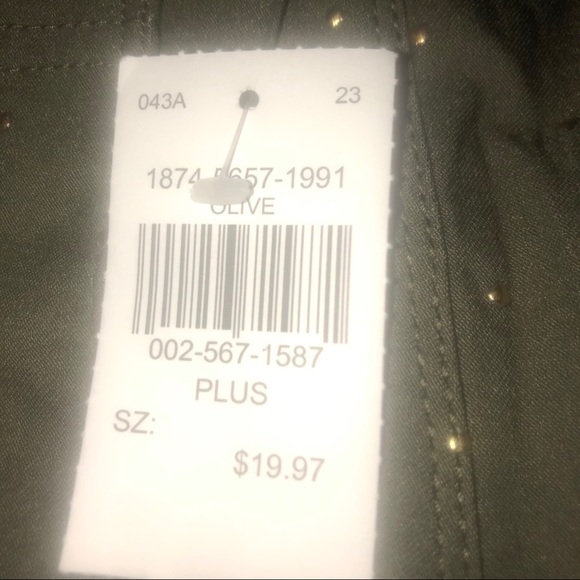 Like an Angel Olive Green Skinny Gold Studded Pant - Picture 3 of 6